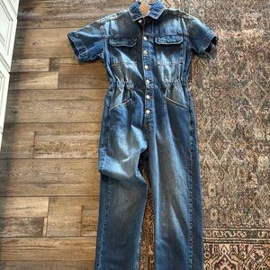 Denim Jumpsuit with Button Front